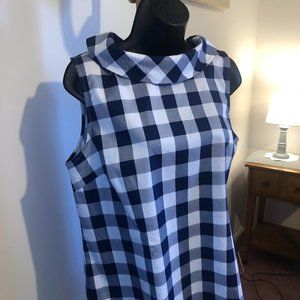 Women's Talbot sleeveless navy and white checkered high collored top. SIZE 12